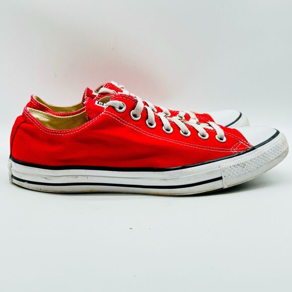 Converse All Star Mens 10 Red Low Canvas Chuck Taylor Shoes Sneakers Trainers - Picture 1 of 10